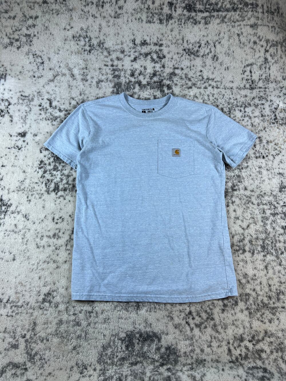 Carhartt Pocket T-Shirt Kids 4-6 Blue Heather Short Sleeve Crew Neck Loose Fit